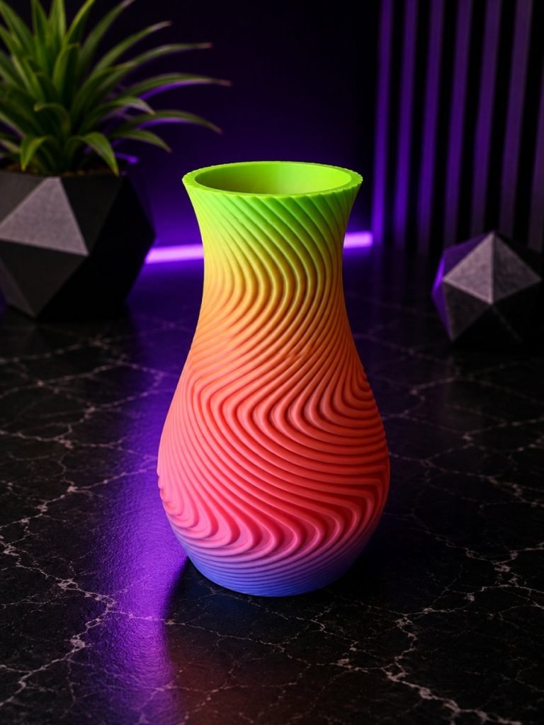 Rainbow Swirl Vase